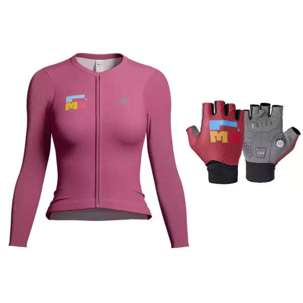 Enchanting Woman Cycling Jersey & LMD Cycling Gloves - Pink