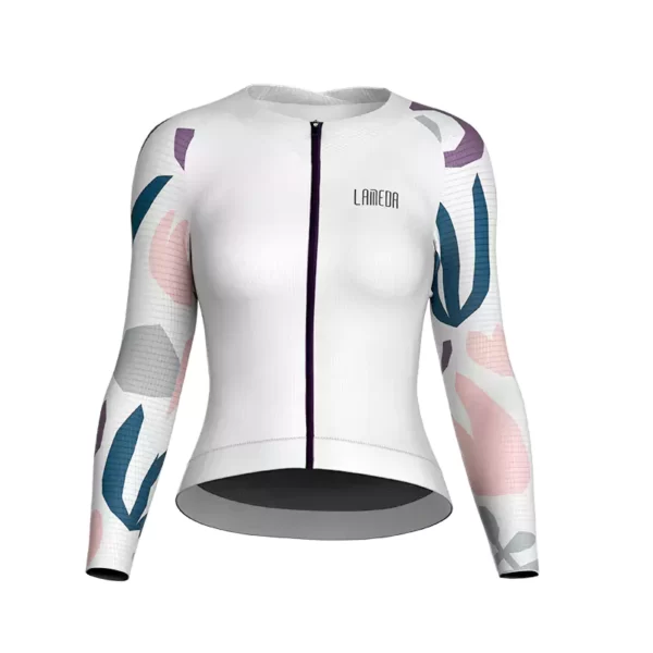 Neon Long Sleeve Cycling Jersey Women - Birch White